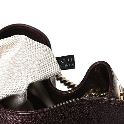 Gucci Metallic Cellarius Calfskin Medium Soho Chain Shoulder Bag Classic Burgundy 8 of 16