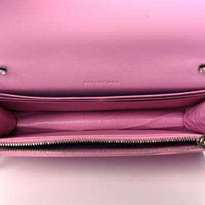 Balenciaga Extra Supple Calfskin Crocodile Embossed Gossip Wallet On Chain Candy Pink 5 of 10