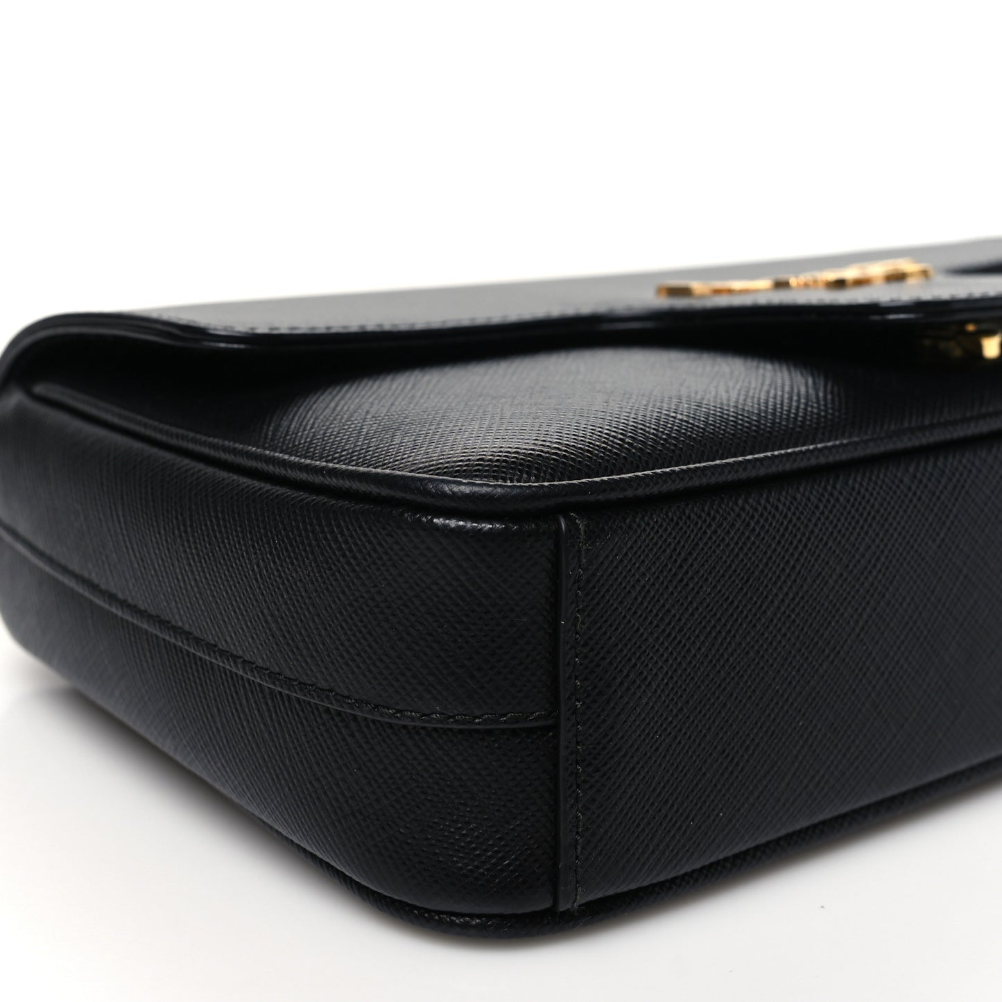Saffiano Flap Shoulder Bag Black