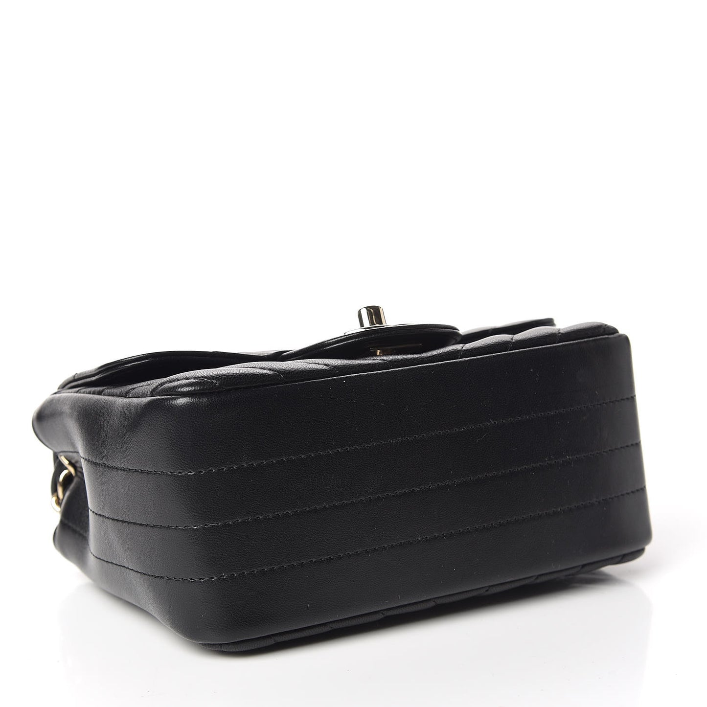 Lambskin Chevron Quilted Mini Square Flap Black