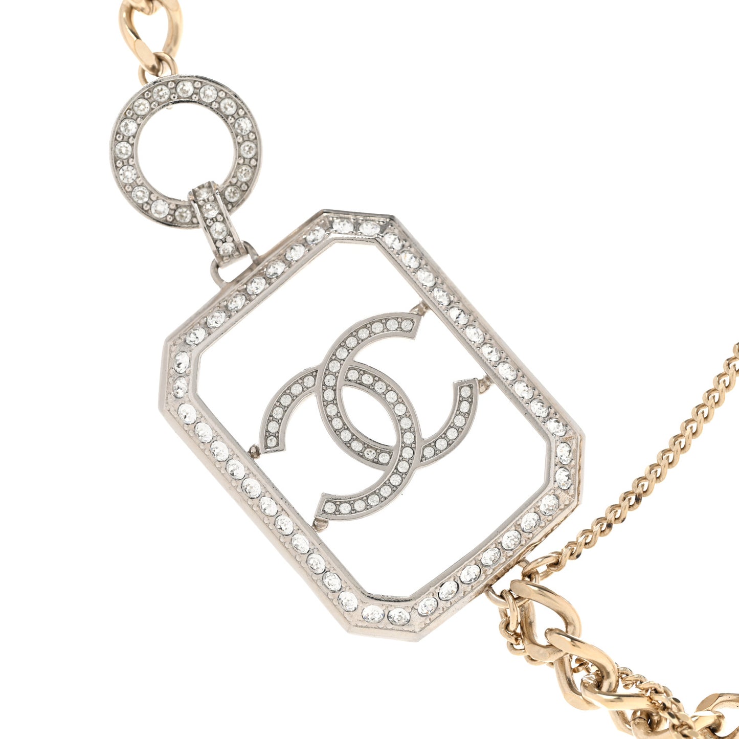 Crystal Chain CC Multi Strand Necklace Gold