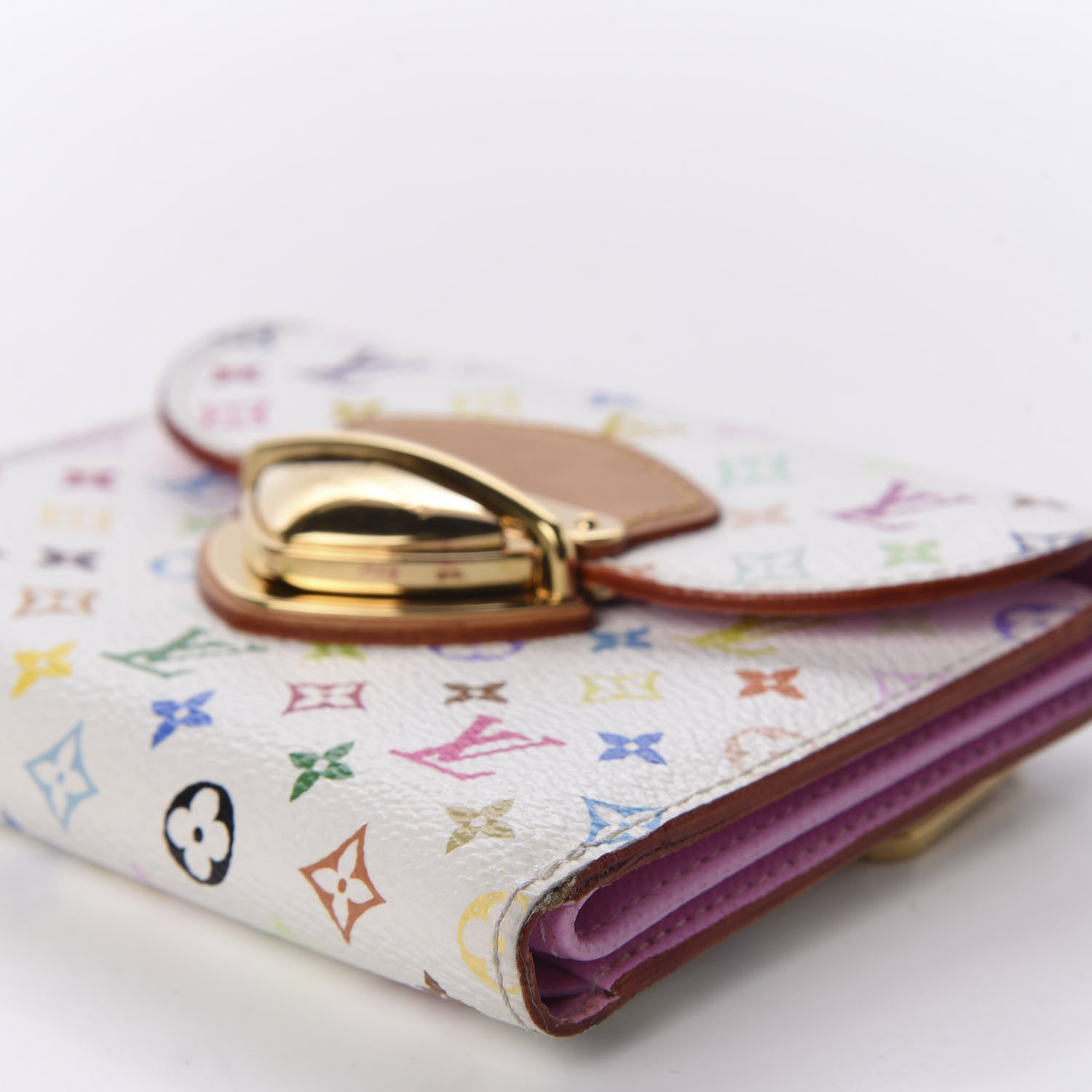 Louis Vuitton Monogram Multicolor Joey Wallet White Litchi 6 of 9