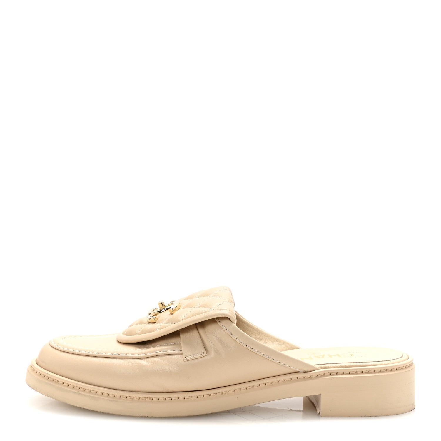 Chanel Lambskin Quilted CC Turnlock Mules 40 Light Beige 1 of 10