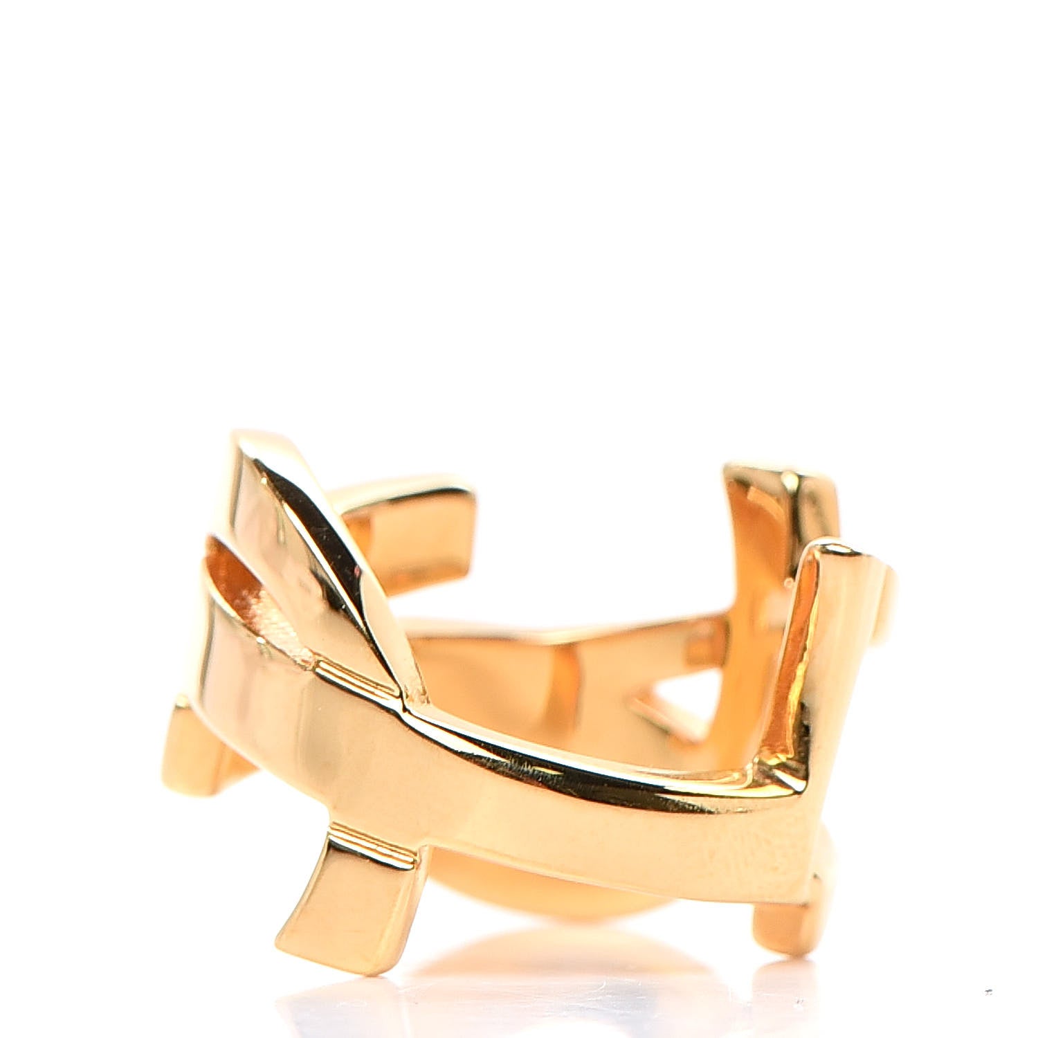 Saint Laurent Brass Monogram Cassandre Ring 6 Gold 3 of 4