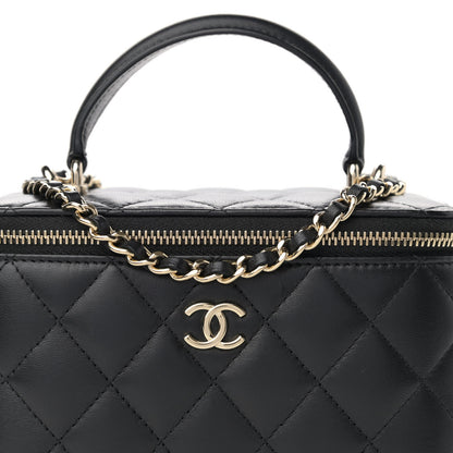 Chanel Lambskin Quilted Small Top Handle Vanity Case With Chain Black 8 of 12