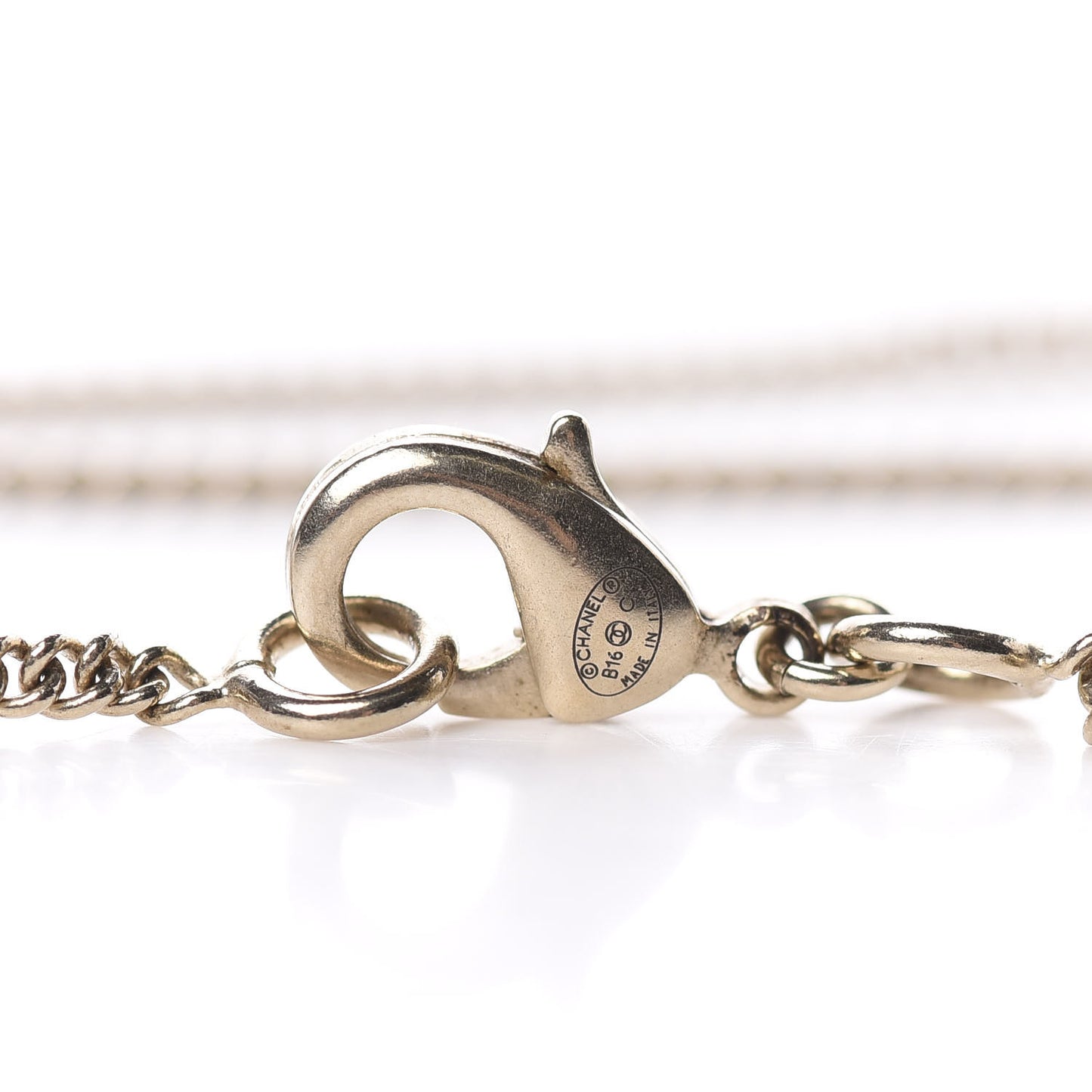 Pearl Crystal CC Necklace Gold