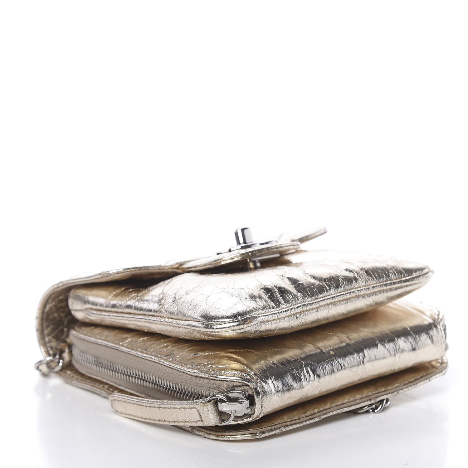 Chanel Crackled Aged Calfskin Mini Crossbody Flap Gold 4 of 11