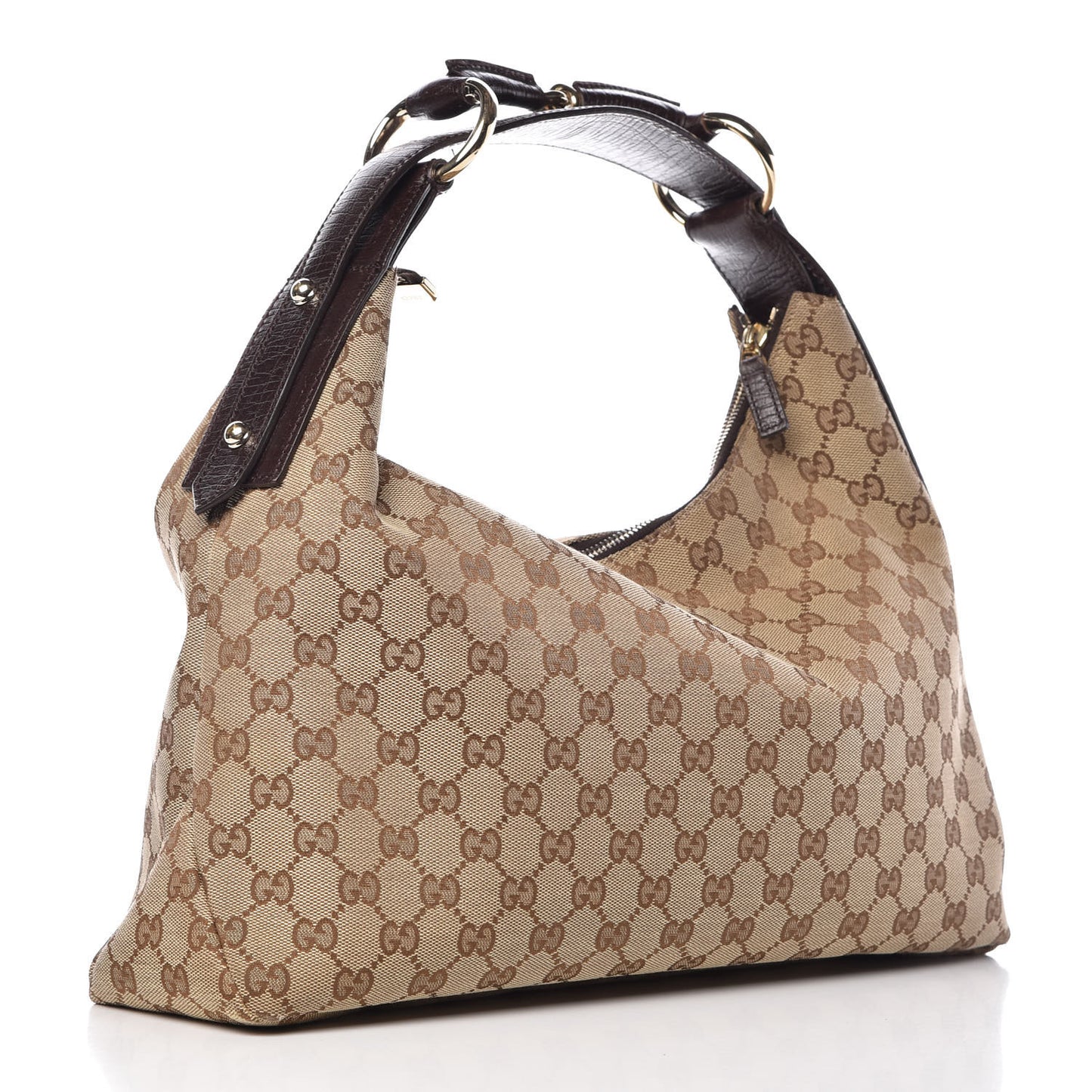 Monogram Medium Horsebit Chain Hobo Dark Brown