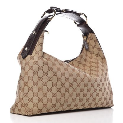 Gucci Monogram Medium Horsebit Chain Hobo Dark Brown 3 of 11