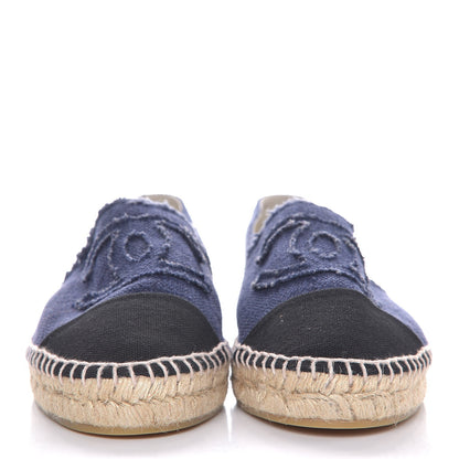 Chanel Linen CC Espadrilles 41 Blue Black 2 of 10