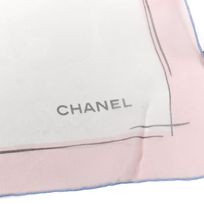 Chanel Silk Camellia Sketch Scarf White Light Pink 4 of 5