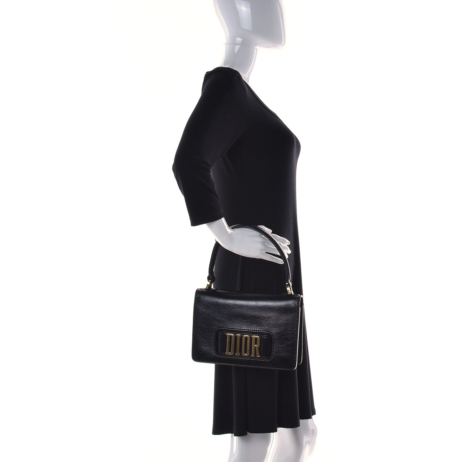 Christian Dior Crinkled Patent Lambskin Dio(r)evolution Top Handle Flap Bag Black 2 of 17