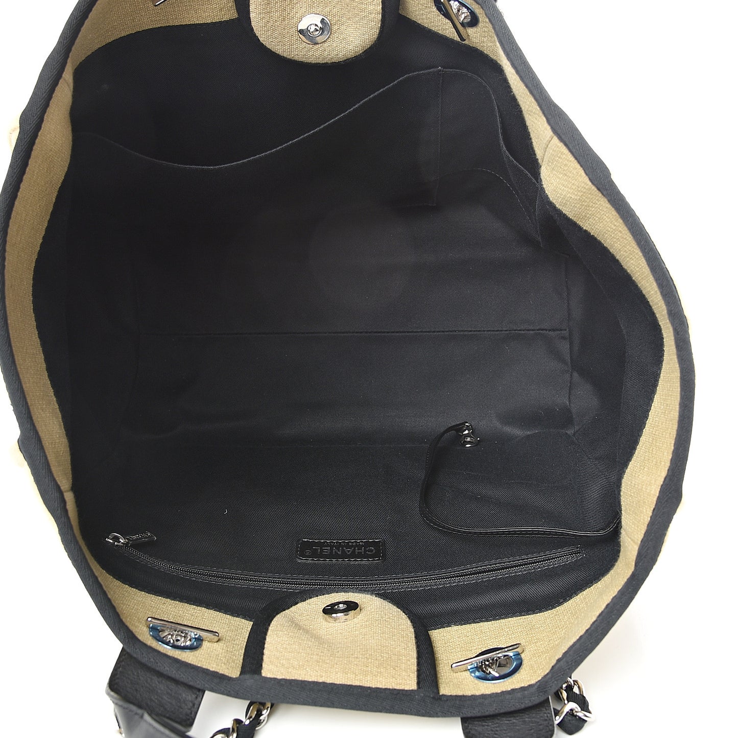 Canvas Medium Deauville Tote Beige Black
