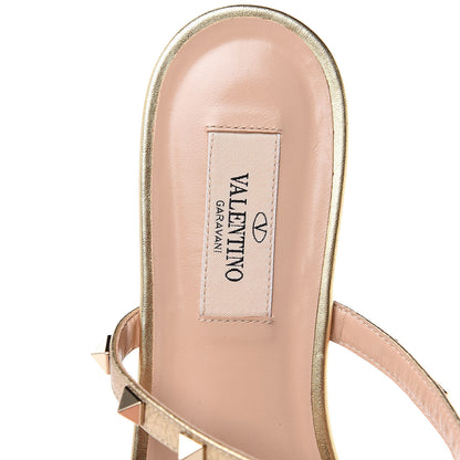 Valentino Garavani Metallic Nappa Rockstud Caged Flat Slide Sandals 37.5 Skin 6 of 7