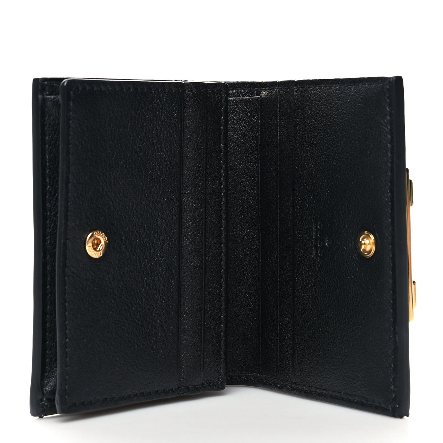 Wonka Grain Calfskin GG Monogram Embossed Card Case Wallet Black