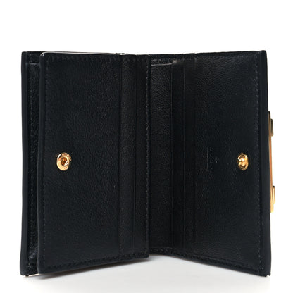 Gucci Wonka Grain Calfskin GG Monogram Embossed Card Case Wallet Black 5 of 10