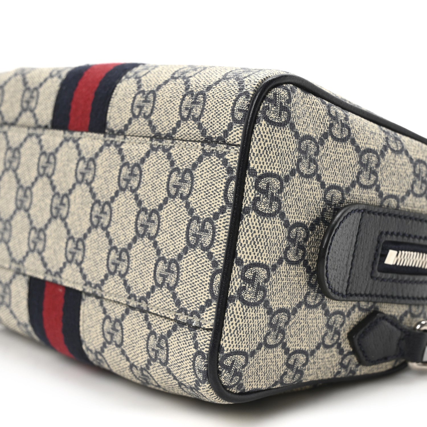 Gucci GG Supreme Monogram Textured Dollar Calfskin Web Mini Ophidia Top Handle Bag Beige Blue 10 of 10