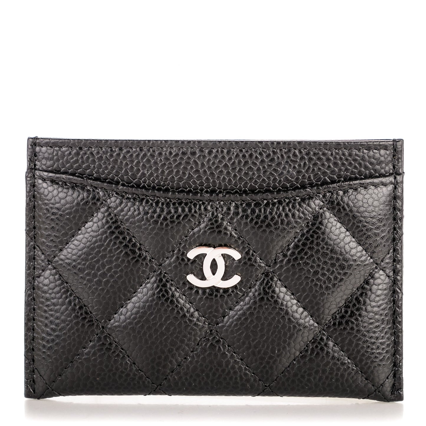 Caviar Quilted Card Holder Black