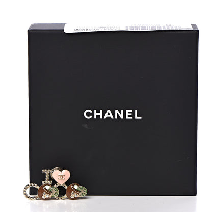 Chanel Metal Resin Pearl I Love Coco Brooch Gold Brown Pink 5 of 5