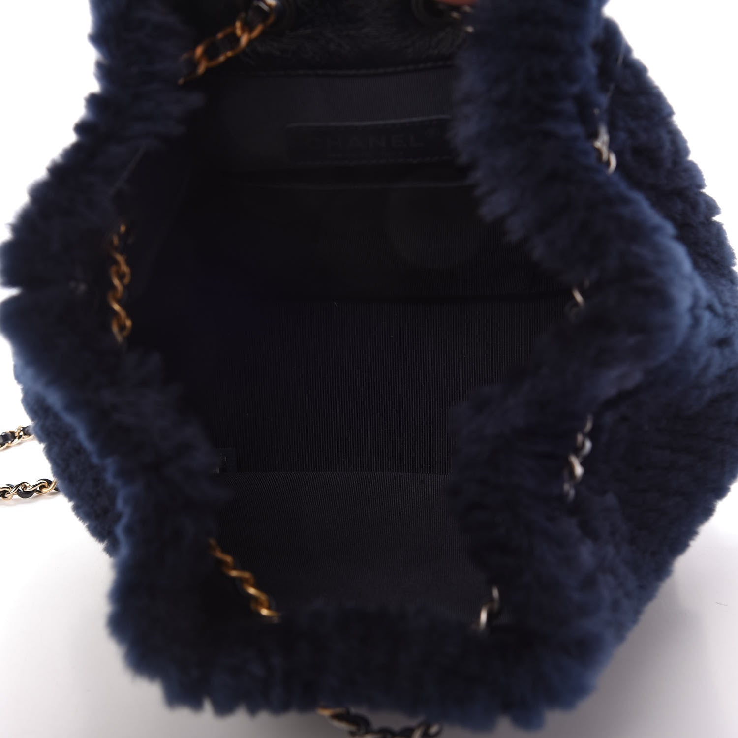 Chanel Shearling Small Gabrielle Backpack Navy 5 of 11