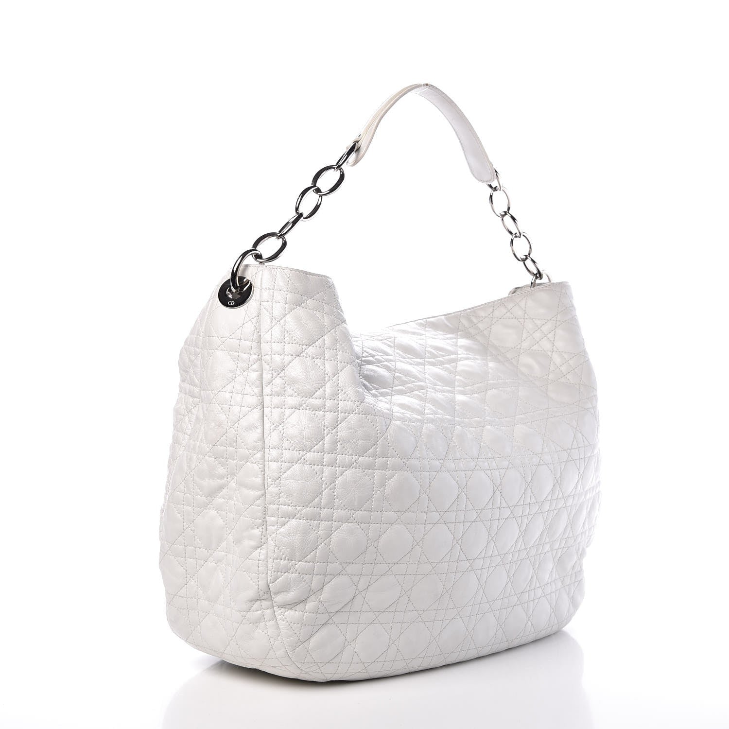 Christian Dior Lambskin Cannage Large Dior Soft Hobo White 3 of 11