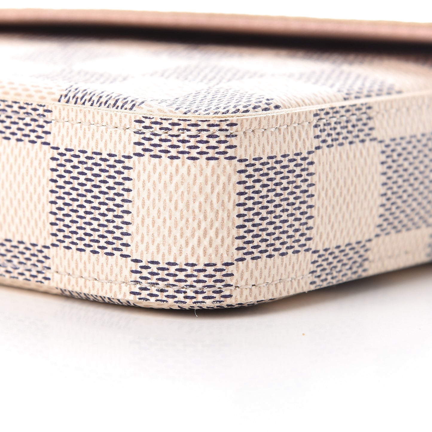 Damier Azur Pochette Felicie Chain Wallet Rose Ballerine