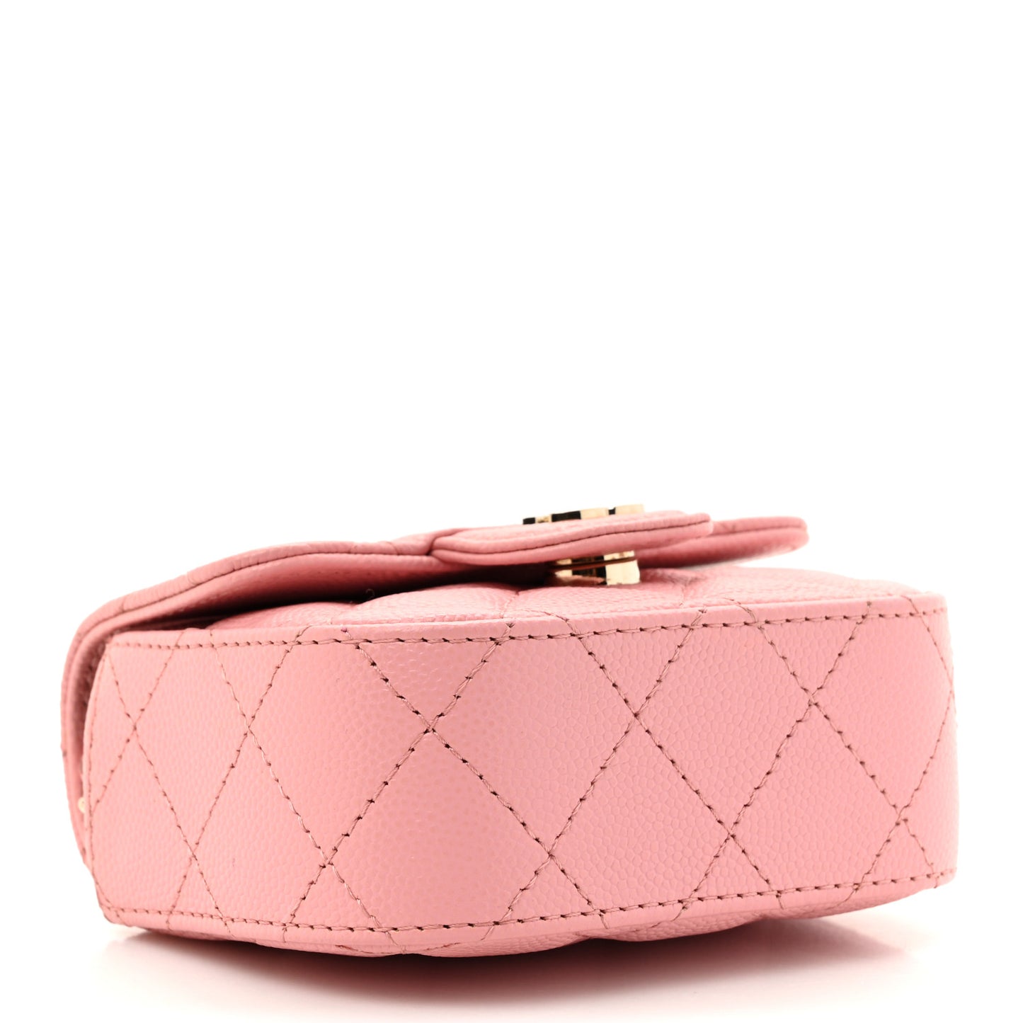 Caviar Quilted Mini Clutch With Chain Pink