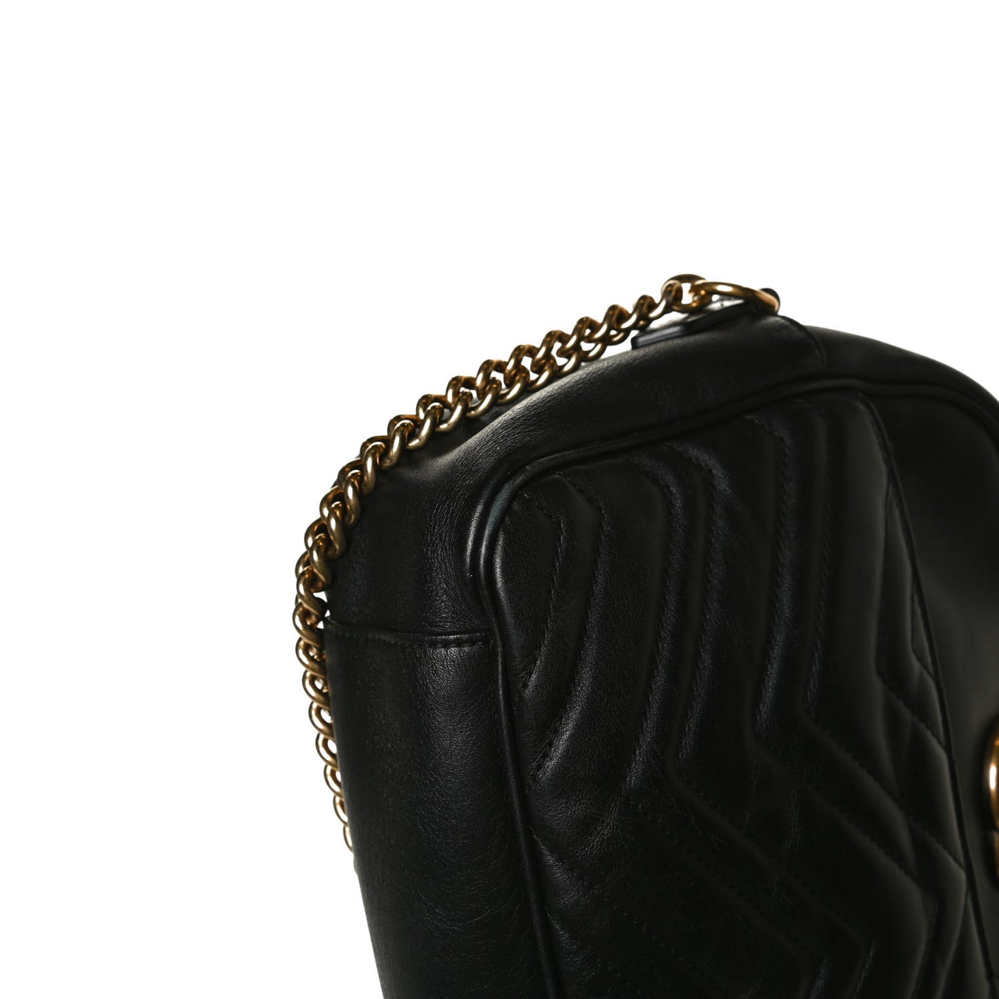 Calfskin Matelasse Medium GG Marmont Chain Shoulder Bag Black