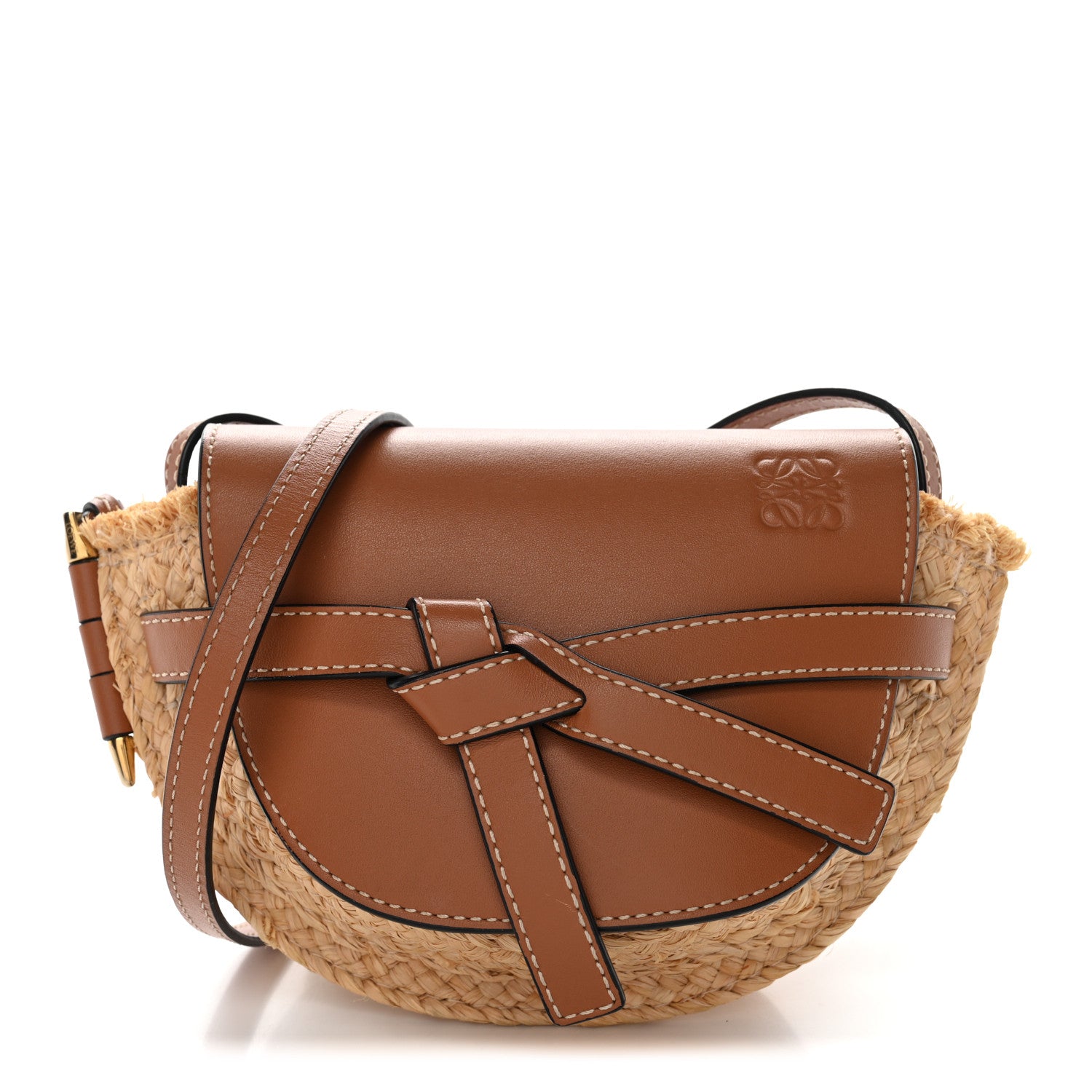 Loewe Calfskin Raffia Mini Gate Crossbody Bag Natural Tan 1 of 10