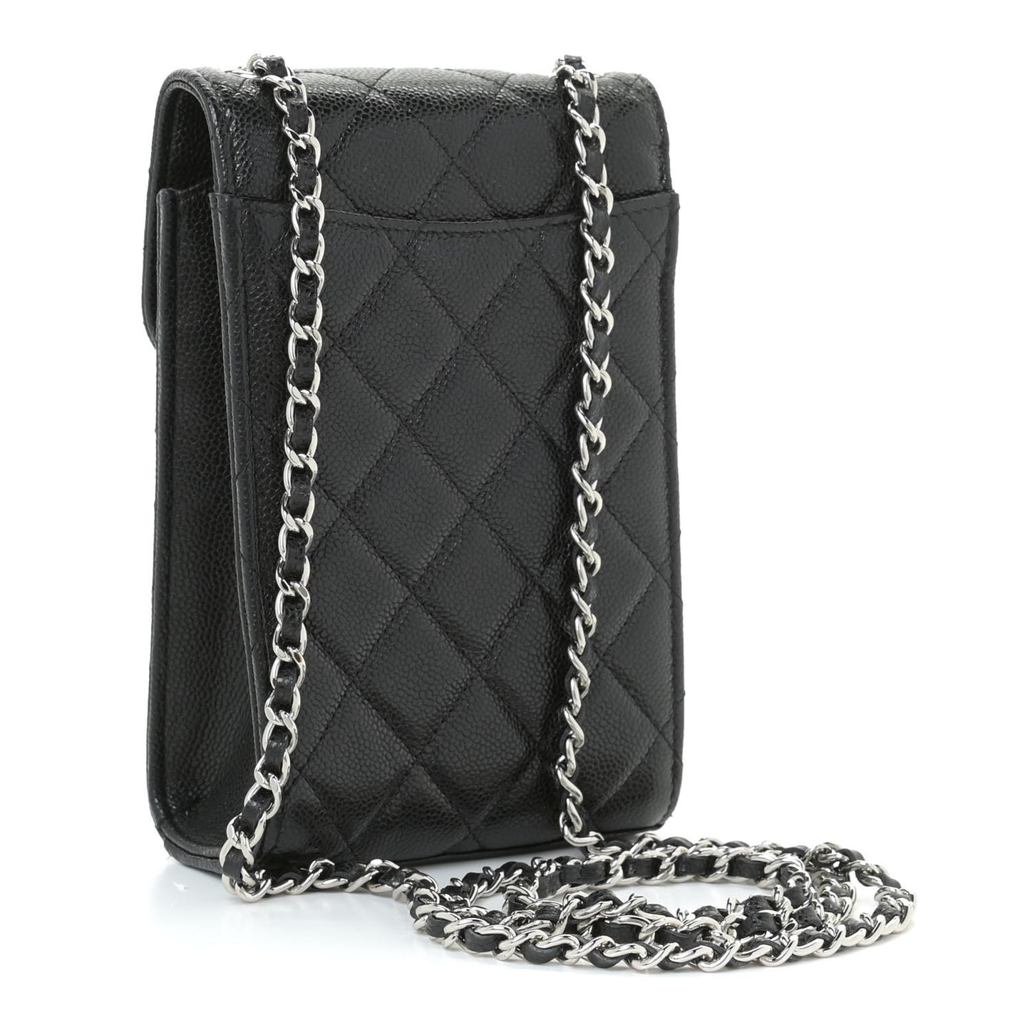 Caviar Quilted Classic Phone Holder Black
