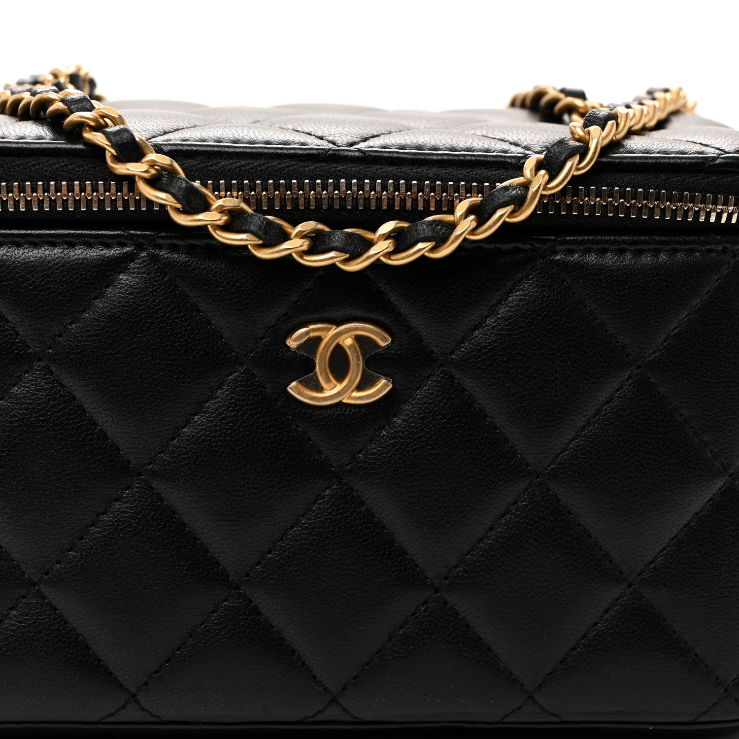 Chanel Lambskin Quilted Pearl Crush Small Vanity Case With Chain Black 8 of 10