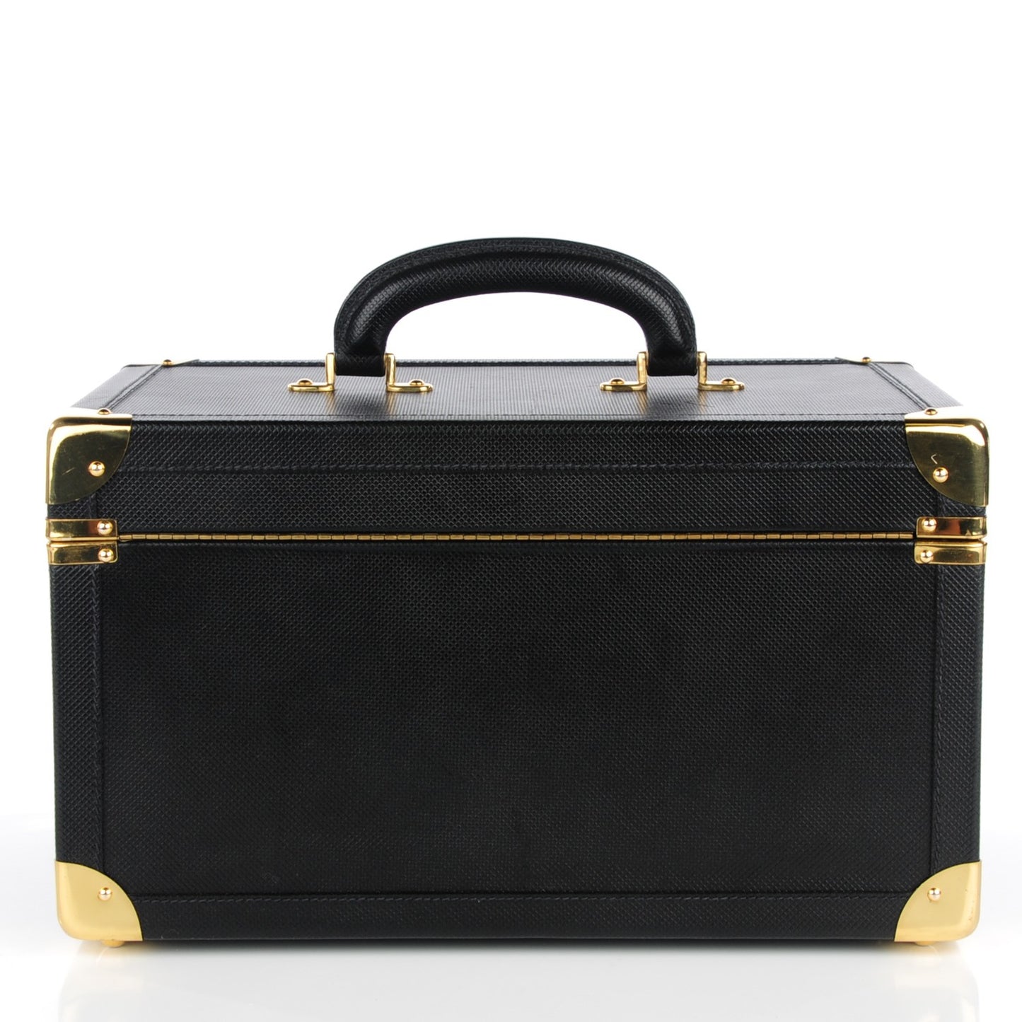 Vintage Stamped Calfskin Vanity Trunk Black