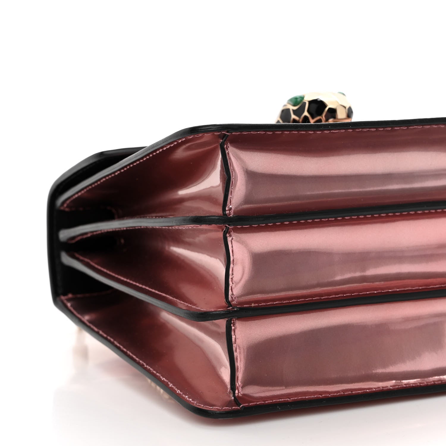 Bulgari Metallic Calfskin Serpenti Forever Top Handle Rose Quartz 9 of 11