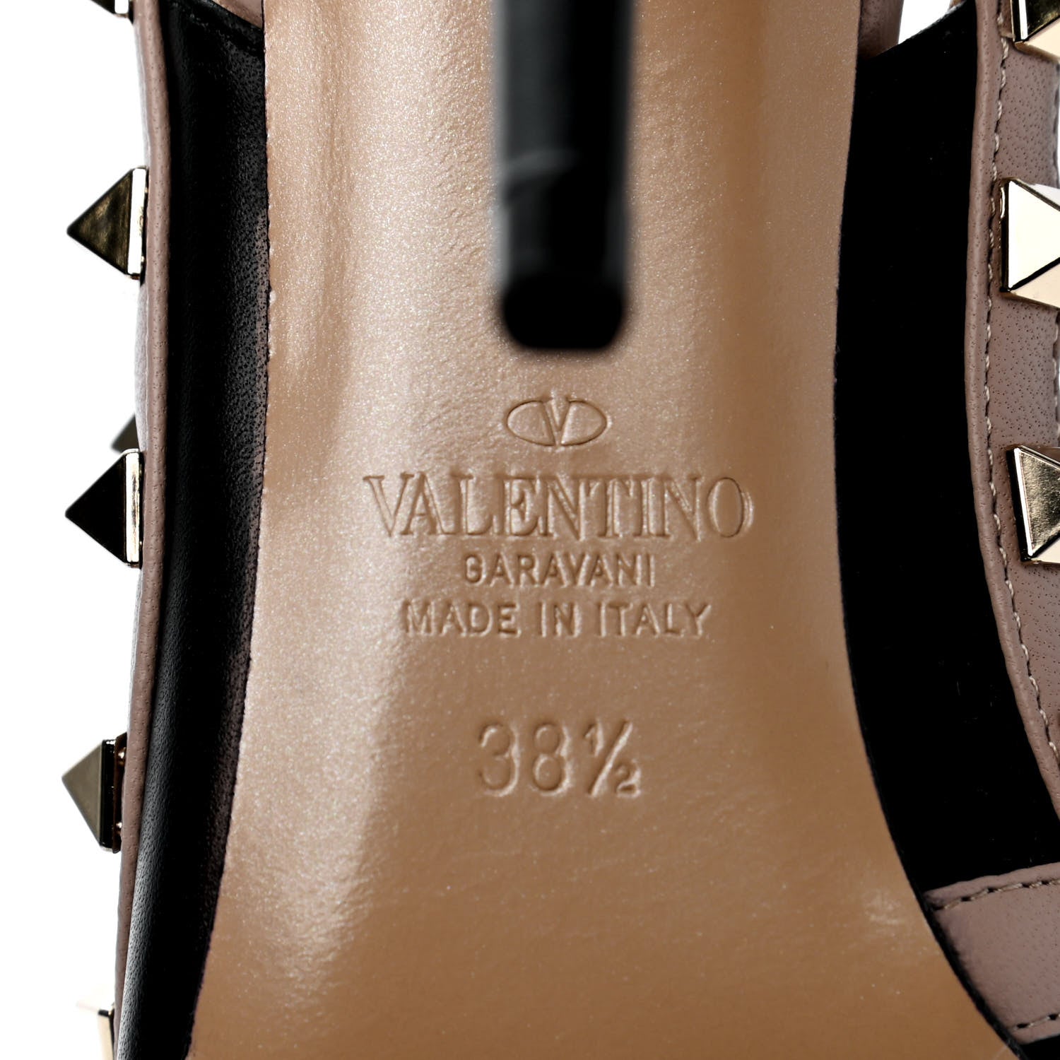 Valentino Garavani Nappa Rockstud Ankle Strap Pumps 38.5 Black Poudre 6 of 9