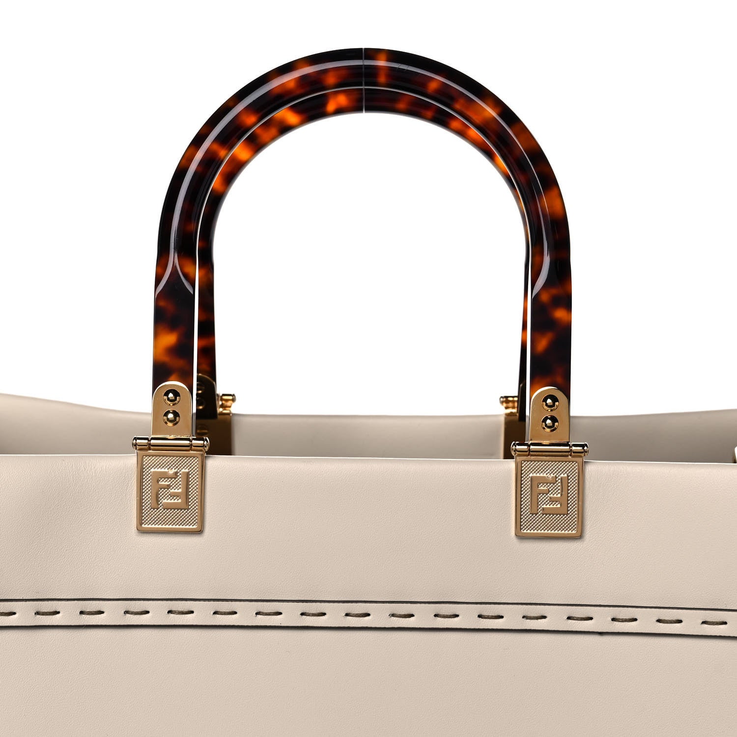 Fendi Vitello King Plexiglass Logo Embossed Large Fendi Sunshine Shopper Tote White Ice 9 of 16