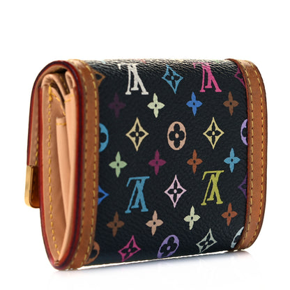 Louis Vuitton Monogram Multicolor Porte-Monnaie Plat Coin Purse Black 3 of 8