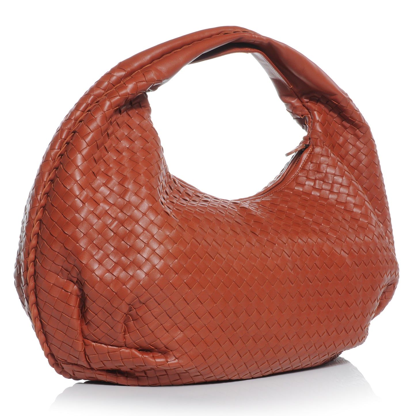 Nappa Intrecciato Large Belly Veneta Hobo Rust