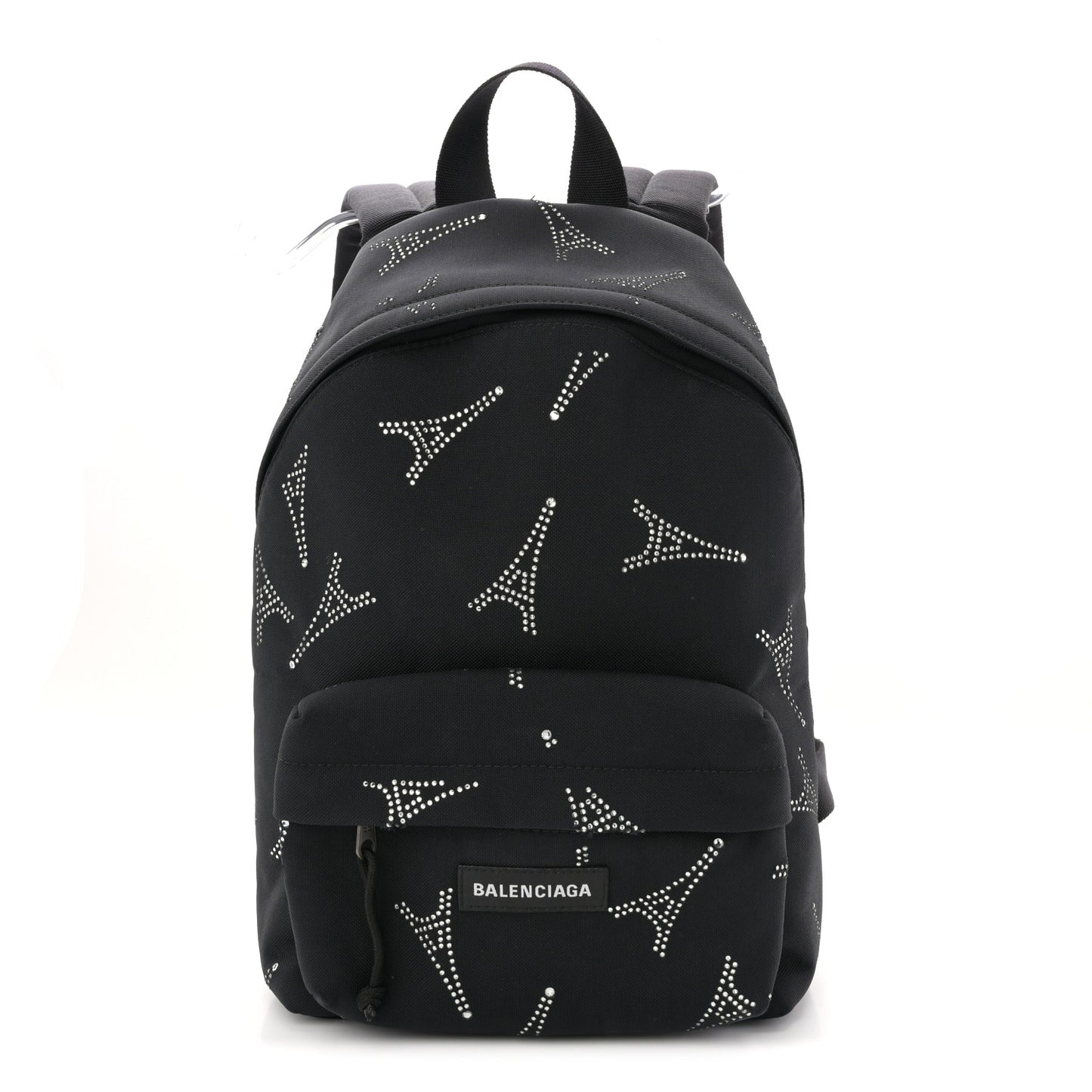 Canvas Crystal Embellished Eiffel Tower Explorer Backpack S Black