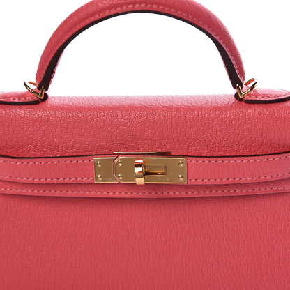 Hermes Chevre Mysore Mini Kelly Sellier 20 Rose Lipstick 30 of 31