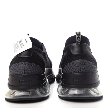 Fendi Jersey Vitello Bi-Color Mens Low Top Sneakers 10 Black Fumo 7 of 11