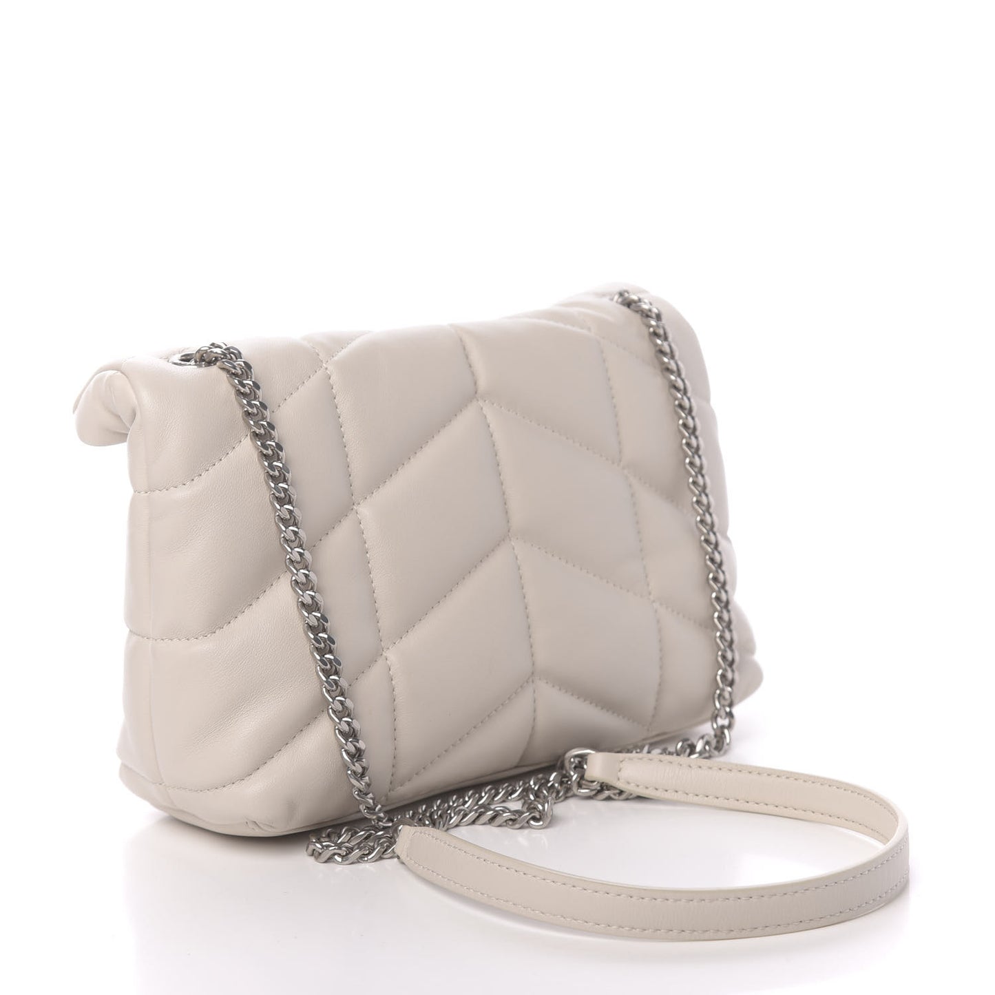 Lambskin Quilted Toy Loulou Puffer Monogram Chain Satchel Crema Soft