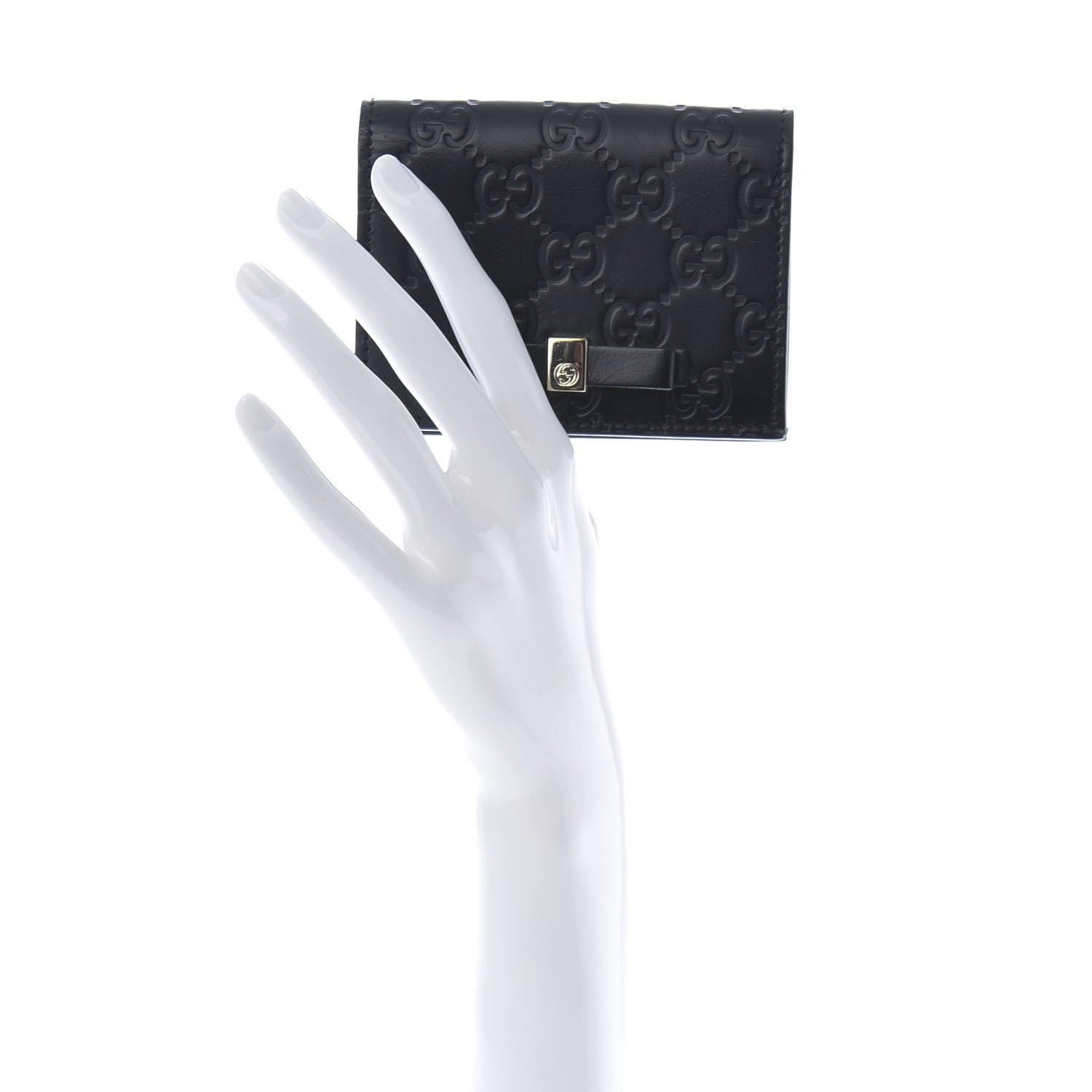 Gucci Guccissima Signature Bowy Card Case Wallet Black 2 of 6