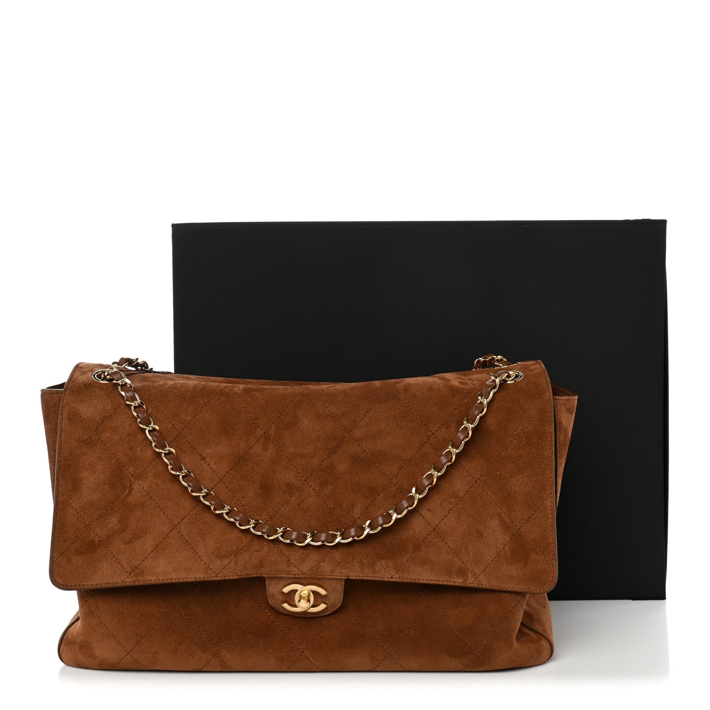 Suede Calfskin Souplissimo Maxi Flap Camel