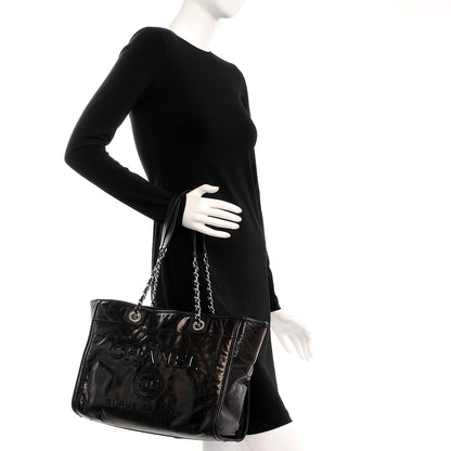 Chanel Glazed Calfskin Small Deauville Tote Black 2 of 7