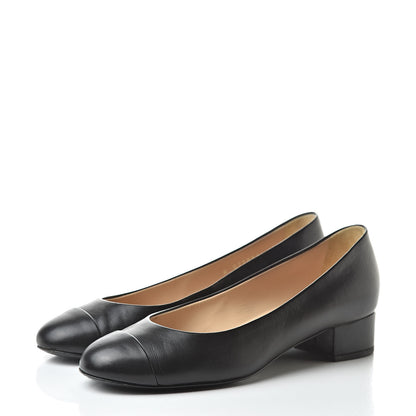 Chanel Lambskin Pearl CC Cap Toe Pump 36.5 Black 3 of 12