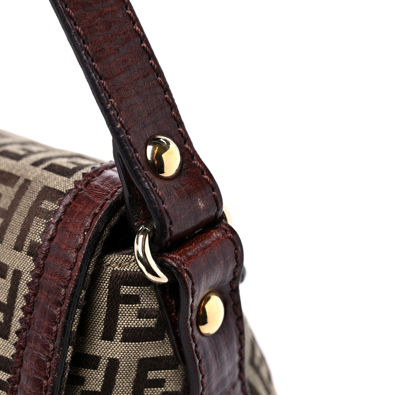 Fendi Zucchino Logo Shoulder Bag Tobacco 14 of 16
