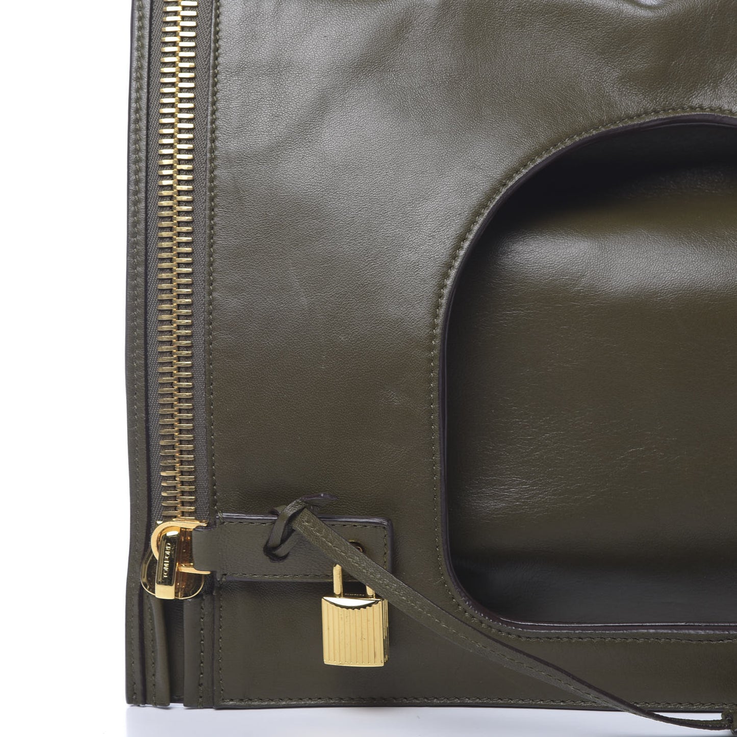 Ramskin Large Alix Padlock Zip Shoulder Bag Green