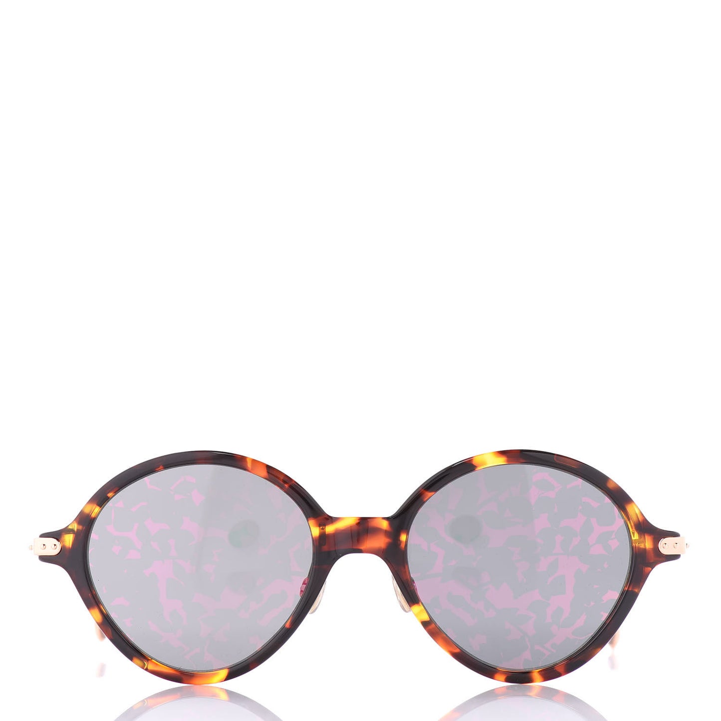 Acetate Round Leaf Printed Umbrage Sunglasses Pink Foliage