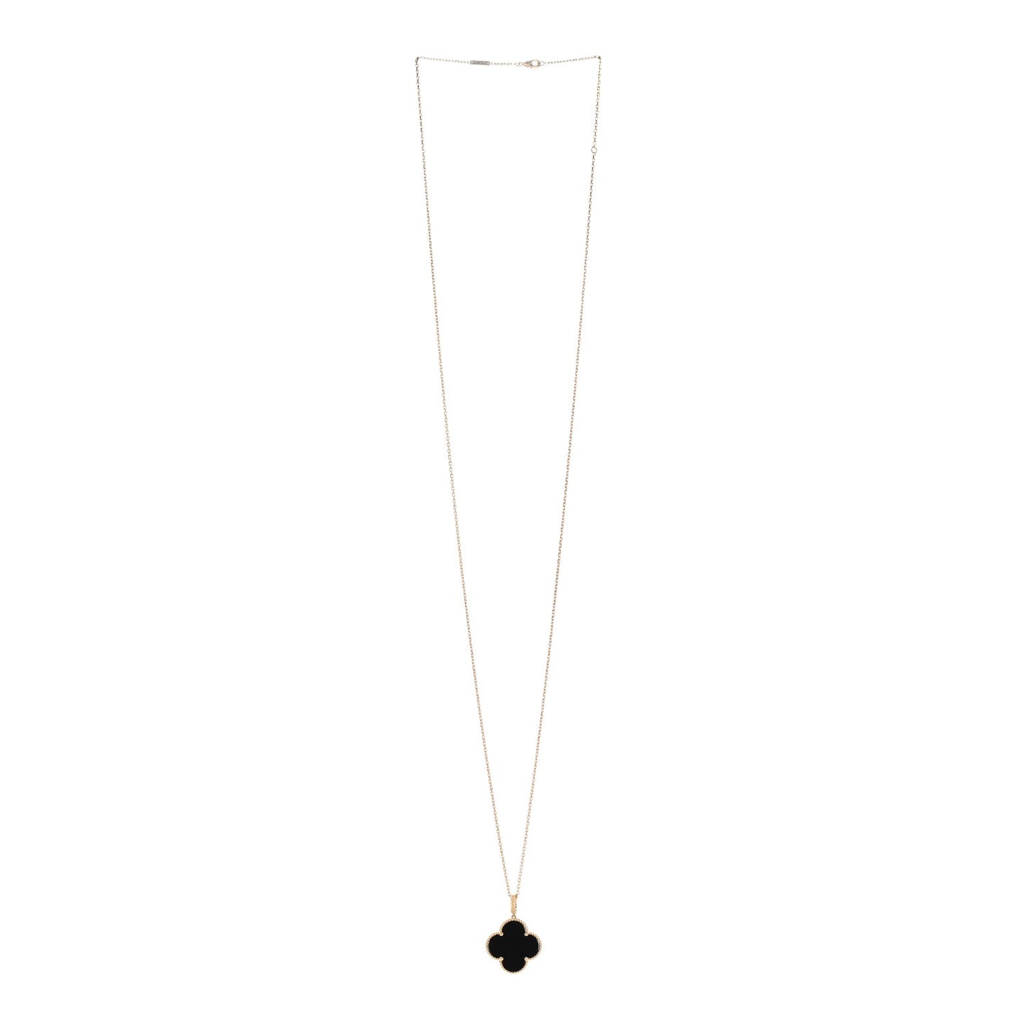 18K Yellow Gold Black Onyx Magic Alhambra Pendant Necklace