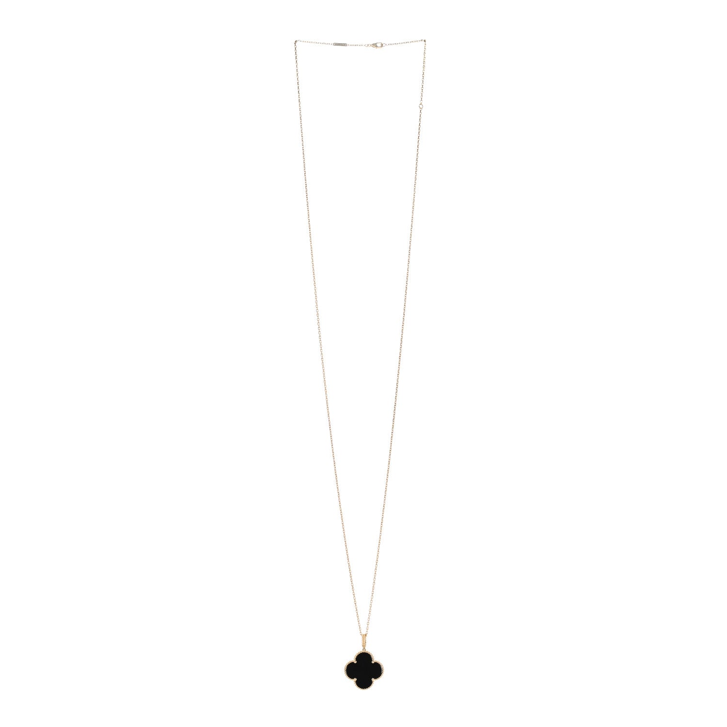 Van Cleef & Arpels 18K Yellow Gold Black Onyx Magic Alhambra Pendant Necklace 3 of 6